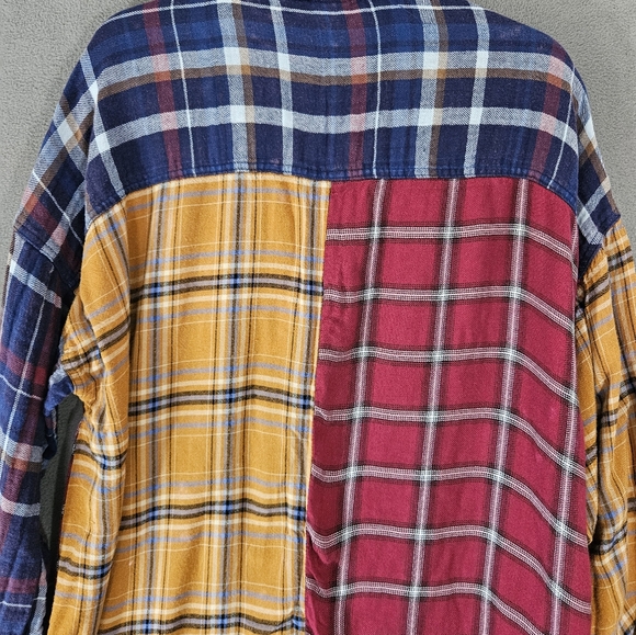 Romantic Gypsy Womens Boho Plaid Multicolor Patchwork Button Up Shirt Plus 2X - Picture 9 of 9